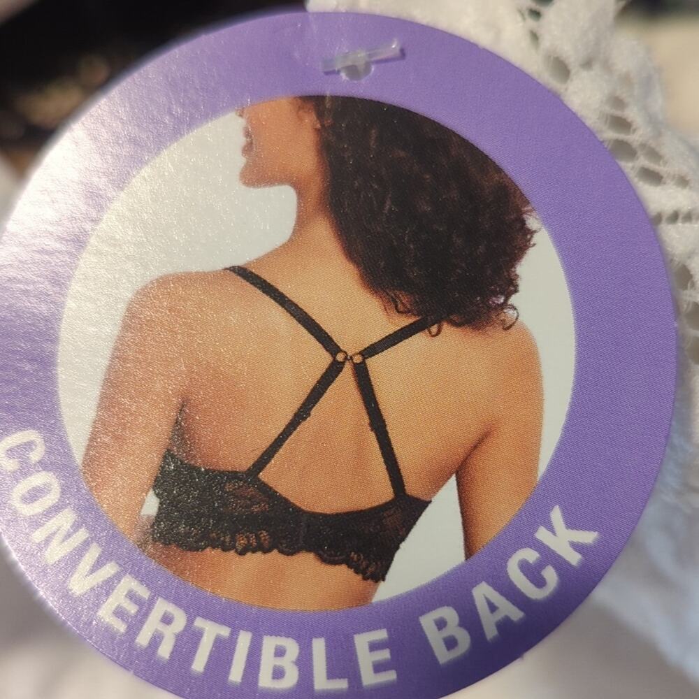 Bali Black Lace Convertible Back No Wire Padded Bra Women's Sz XL - Picture 9 of 9